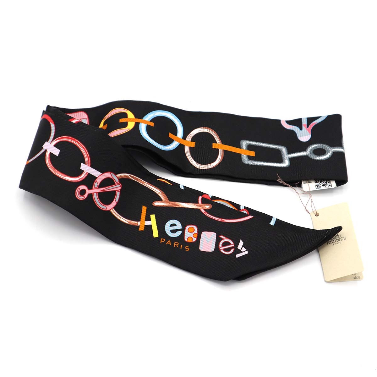 エルメス　ツイリー　箱あり HERMES エルメス ツイリー DO RE BOUCLES ド・レ・ブックル シルク100