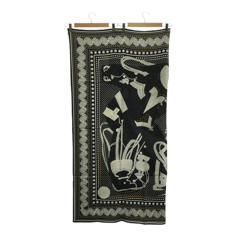 未使用 HERMES エルメス カレジェアン140 ズアヴとドラゴン Zouaves et Dragons バンダナ 大判ストール ブラック系 箱有 H18426
