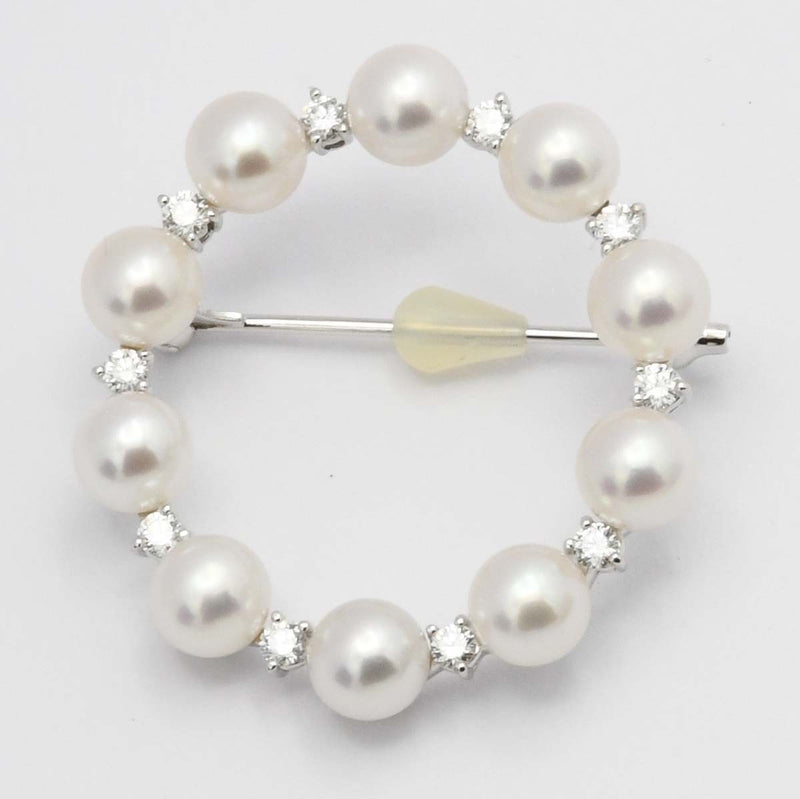 仕上済 MIKIMOTO ミキモト パール ダイヤ ブローチ K18 約8.5g