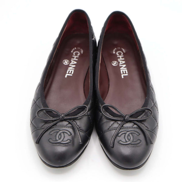 CHANEL シャネル フラットシューズ G26250 38C 25cm マトラッセ パンプス ブラック 靴 H21001