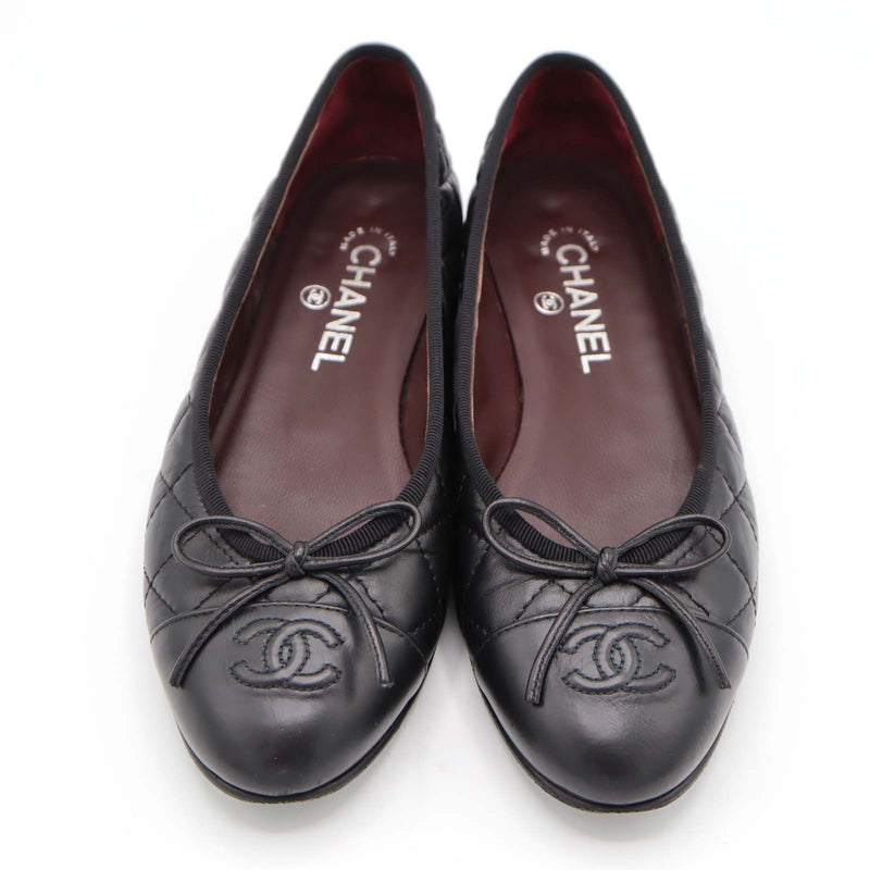 CHANEL シャネル フラットシューズ G26250 38C 25cm マトラッセ パンプス ブラック 靴 H21001