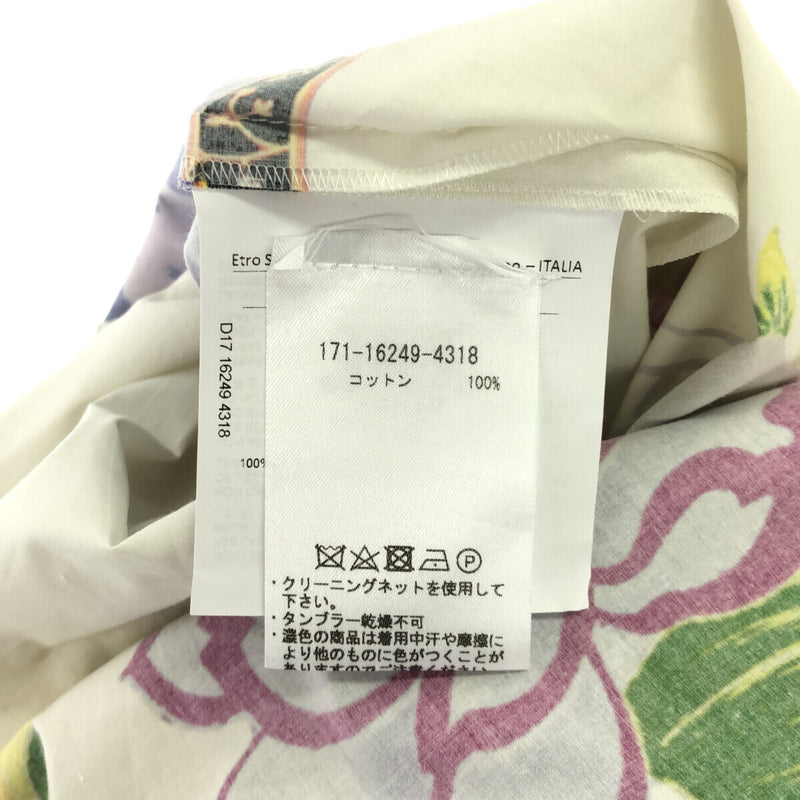 エトロ ETRO ワンピース 40 サイズ 服 衣類 花柄 イタリア製 コットン100％ アイボリー系 H9636