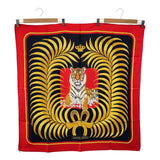 HERMES エルメス カレ90 Tigre Royal 王者の虎 タイガー ロイヤル ブラック×レッド系 シルク100 スカーフ 箱 k1348