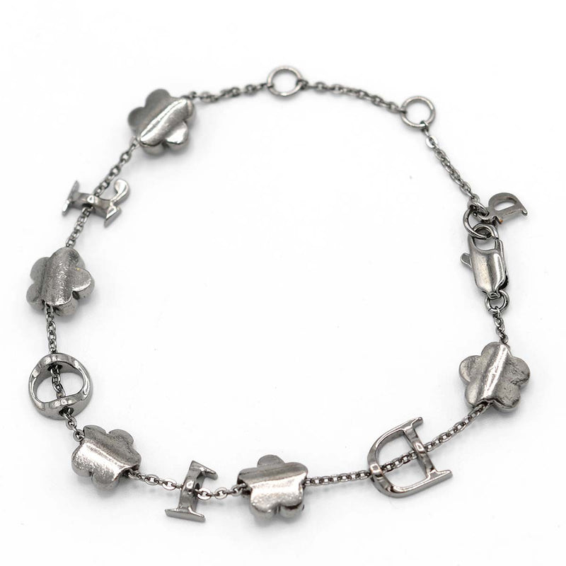 Christian Dior ディオール ブレスレット ブレス ラインストーン フラワー 花 ブラックシルバーカラー アクセサリー レディース 保管袋有 H2271