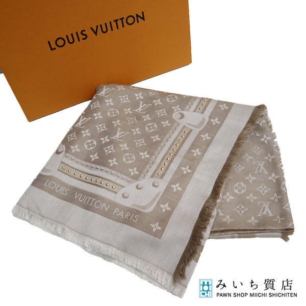 LOUIS VUITTON ルイヴィトン LV M73699 ストール モノグラム 大判ショール シルク60/ウール40 ベージュ系 服飾小物 M2060