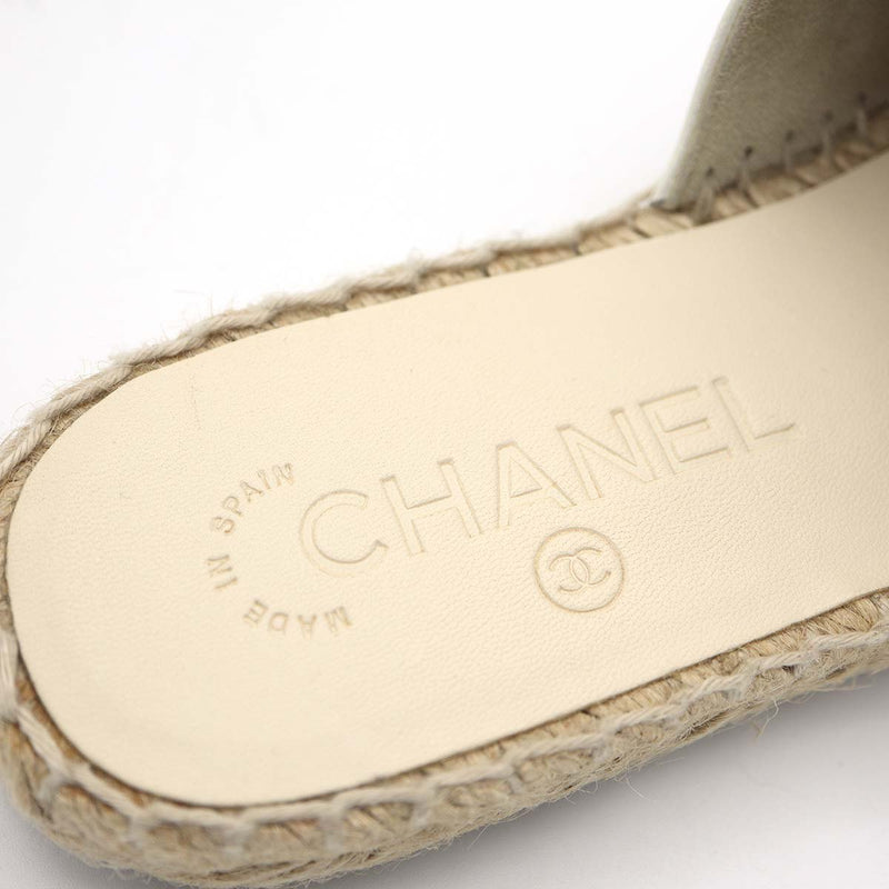 CHANEL シャネル エスパドリーユ サンダル G33553 ココマーク アイボリー/ブラック サイズ37 23.5cm H18978