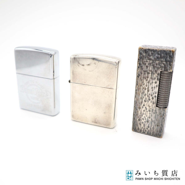 dunhill ダンヒル ガスライター  ローラー式 1点 Zippo ジッポ 2点 オイルライター スターリングシルバー Hard Rock まとめ 着火未確認 H4987