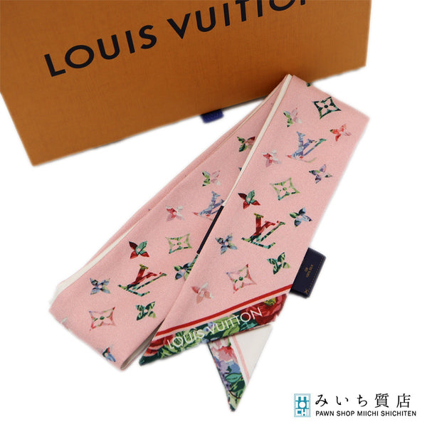 LOUIS VUITTON ルイヴィトン LV バンドーBB M77904 フラワーモノグラム柄 シルク100 ピンク×ホワイト 箱有 M4156