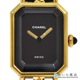 稼働 腕時計 CHANEL シャネル プルミエール H0001 Lサイズ クォーツ 黒文字盤 GP 2025年2月電池交換済 H16573