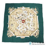 HERMES エルメス スカーフ カレ70 LA FRANCE シルク100％ グリーン H18947-4