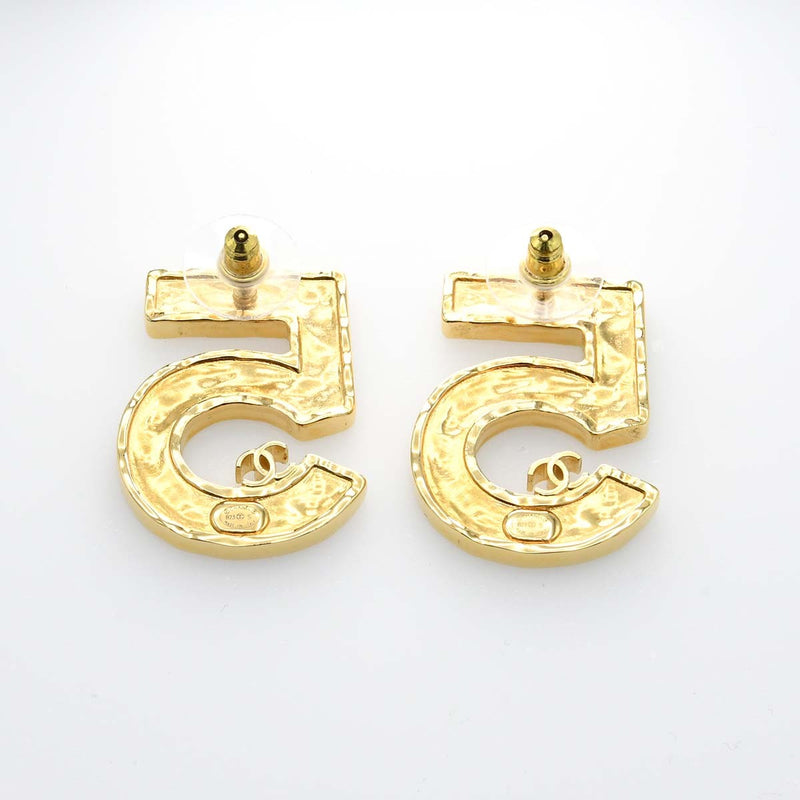 CHANEL シャネル ピアス No.5 ナンバーファイブ B23S ココマーク 黒/ゴールドカラー 箱あり 25k628-1