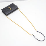 Yves Saint Laurent YSL イヴ サンローラン カサンドラ チェーンウォレット ショルダーバッグ 財布 鞄 ブラック 保管袋有 M3762