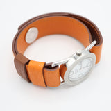 稼働 腕時計 HERMES エルメス バレニア ロンド BR1.210 クォーツ ホワイト文字盤 オレンジ ブラウン リバーシブル 2025.5電池交換済 H19143