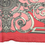 HERMES エルメス カレ90 LES TUILERIES チュイルリー公園 シルク100％ ピンク H16333-3