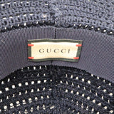 GUCCI グッチ クロシェコットンワイドブリム ハット ラエルテ 747334 4HAY9 帽子 ネイビー系 ダークブルー J295