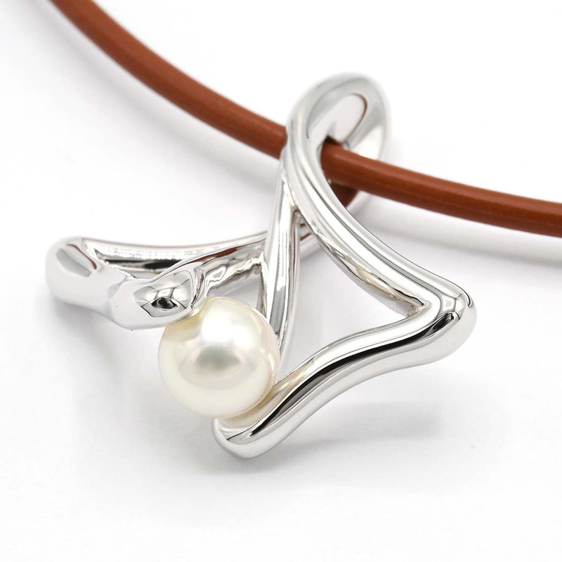 MIKIMOTO パールネックレス シルバー MIKIMOTO ミキモト パール ネックレス シルバー925 SV Mチャーム 約9.7