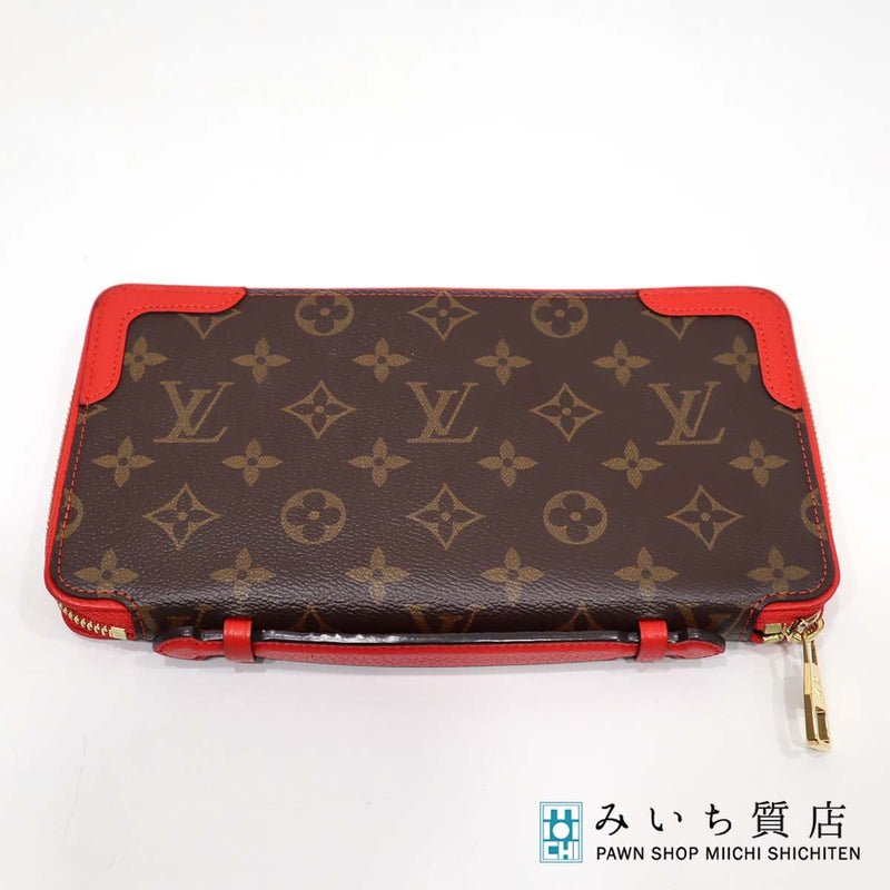 LV  デイリー オーガナイザー M61452 モノグラム レッド クラッチバッグ トラベルケース 財布 ルイヴィトン H7981