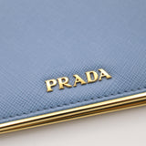PRADA プラダ 二つ折り 財布 ミニ財布 折りたたみ財布 ウォレット ロゴ ブルー レディース H20517