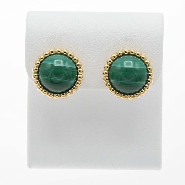 仕上済 VanCleef&Arpels ヴァンクリーフ&アーペル VCA ペルレ クルール ピアス Au750 マラカイト 9.3g ケース・保証書 24k703-1