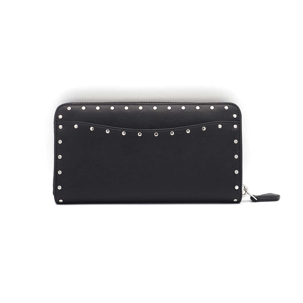 COACH コーチ アコーディオンジップウォレット・リベット CU707 グラブタンレザー ラウンドファスナー 長財布 ブラック H17415