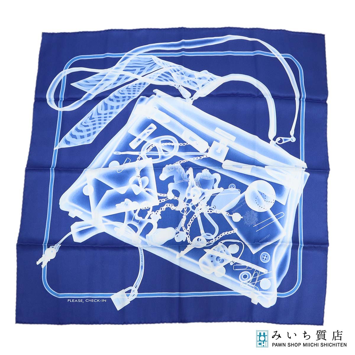 HERMES エルメス カレ70 PLASE,CHECK-IN プリーズ チェックイン 
