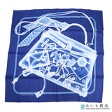 HERMES エルメス カレ70 PLASE,CHECK-IN プリーズ チェックイン スカーフ シルク100 ブルー H22785