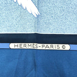 HERMES エルメス カレ90 スカーフ Oiseaux Migrateurs 渡り鳥 ブルー シルク100 ok1625