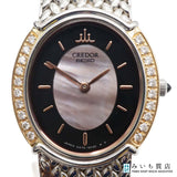 SEIKO セイコー CREDOR クレドール オーバルダイヤ 5A70-3000 18KT SS シェル文字盤 2026.8電池交換済 J691