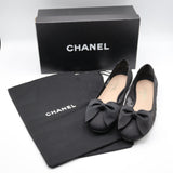 CHANEL シャネル フラットシューズ 38C 25cm メッシュ ドット パンプス ブラック 靴 箱袋有 H21003