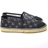 美品 シャネル エスパドリーユ ココマーク フラットシューズ メッシュ ブラック 38 CHANEL 靴 サンダル G34673 21k451-2