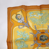 HERMES エルメス カレ45 TSUBAS 鍔 オレンジ シルク100％ 服飾小物 箱 ok1826