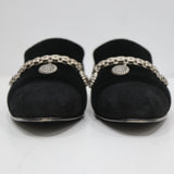 CHANEL シャネル G31651 オペラシューズ フラットシューズ ベロア 38 1/2 約25.5cm レディース ブラック 箱 H22499