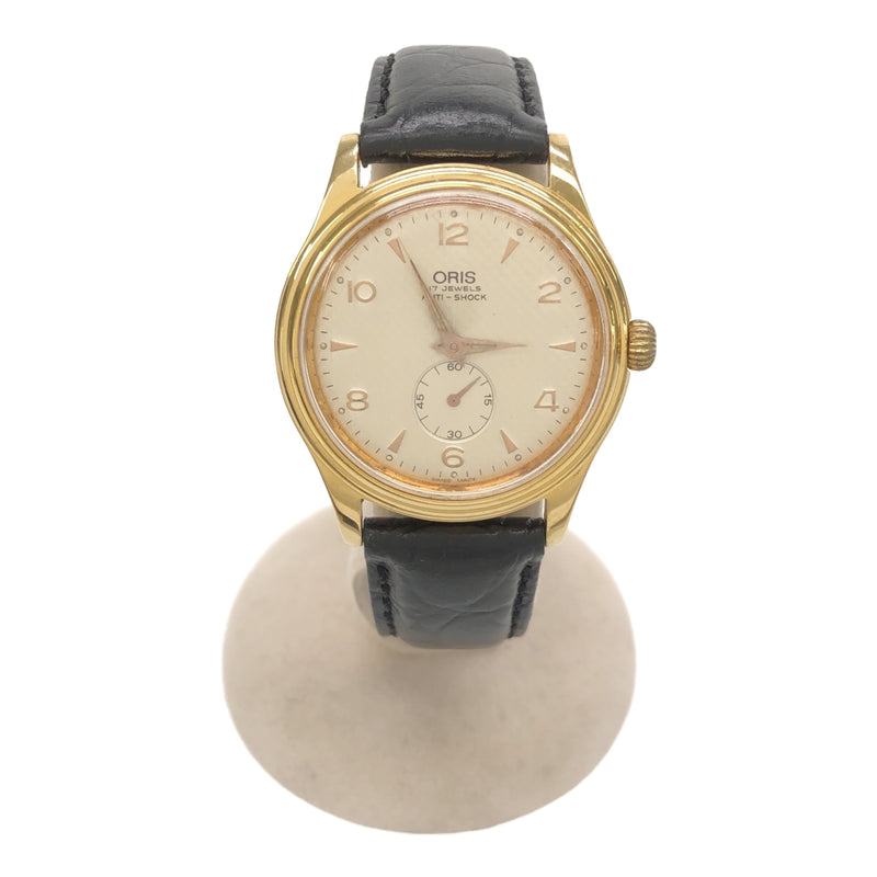 腕時計 ジャンク 稼働 ORIS オリス 7427-26 手巻き メンズ シルバー色文字盤 ベルト尾錠社外品 25k760-1