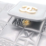 CHANEL シャネル 財布 アイコン ラムスキン 二つ折り 型押し Wホック ココマーク 黒 8番代 ギャラあり H18894