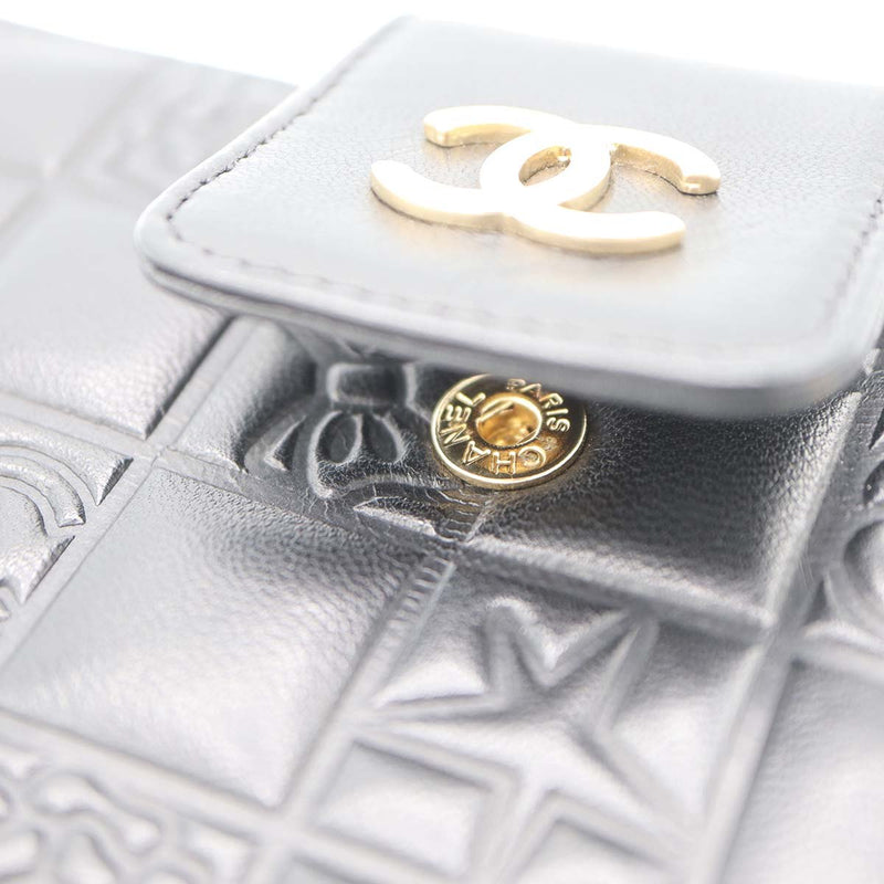 CHANEL シャネル 財布 アイコン ラムスキン 二つ折り 型押し Wホック ココマーク 黒 8番代 ギャラあり H18894