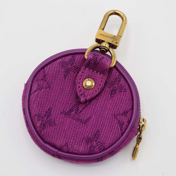 LOUIS VUITTON LV ルイヴィトン コインパース M68291 モノグラム デニム ラウンド ポーチ キーチェーン付 M4455