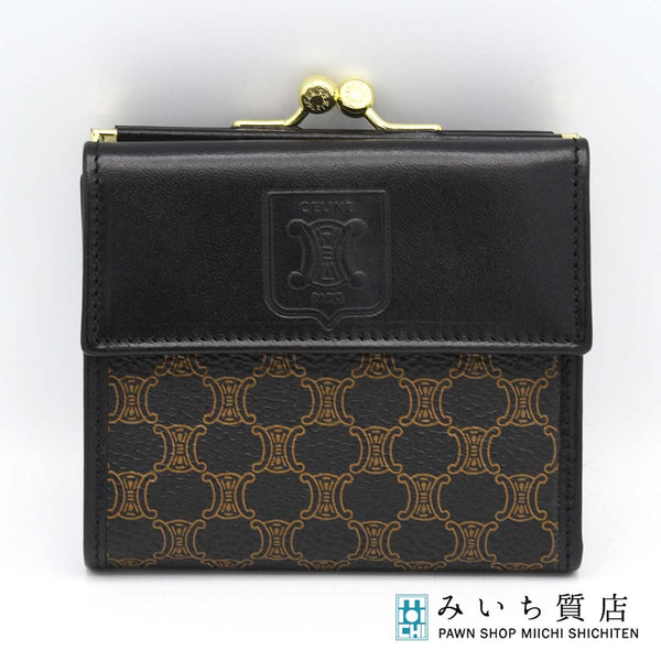 CELINE セリーヌ 財布 マカダム ブラック ミニ財布 2つ折り財布 服飾小物 箱有 H10132