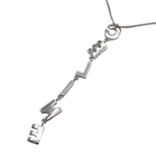 H20969 CELINE セリーヌ ネックレス ロゴ ラインストーン シルバーカラー 約7g アクセサリー H20969