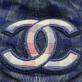 CHANEL シャネル キャップ 帽子 ココマーク チェック柄 ネイビー Mサイズ コットン100％ 26k537-2