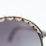 CHANEL シャネル フェイクパール サングラス 4234-H c.108/56 CC ココマーク ラウンドフレーム ケース付 度なし H19284