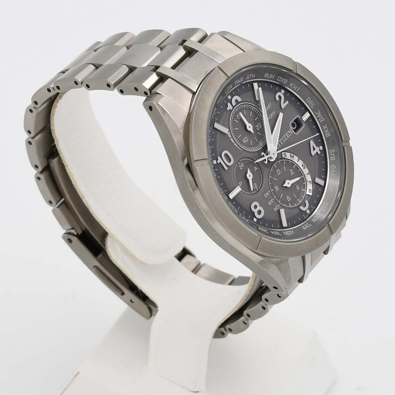 稼働 腕時計 CITIZEN シチズン H800-T024190 エコドライブ 電波時計 デイト グレー系文字盤 メンズ 20s585-1