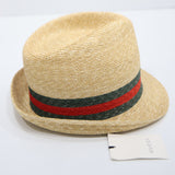 未使用 GUCCI グッチ 434760 ストロー ハット 麦わら帽子 L 58 ベージュ メンズ 保管袋 26k524-2