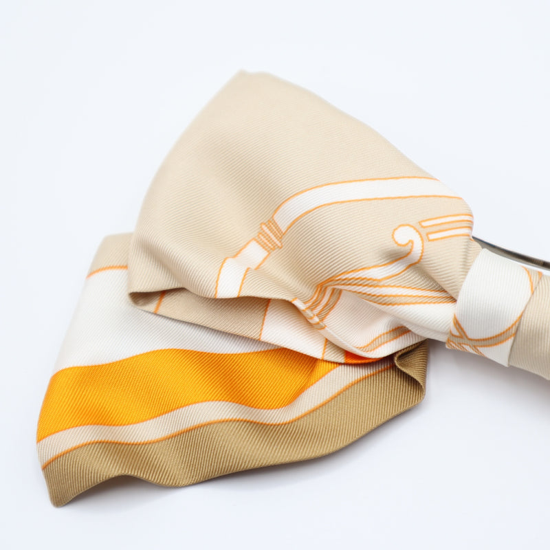 HERMES エルメス グルネル エクスリブリス バレッタ リボン オレンジ 服飾小物 H9387