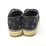 美品 シャネル エスパドリーユ ココマーク フラットシューズ メッシュ ブラック 38 CHANEL 靴 サンダル G34673 21k451-2