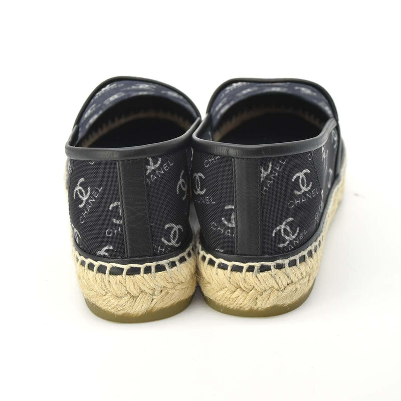 美品 シャネル エスパドリーユ ココマーク フラットシューズ メッシュ ブラック 38 CHANEL 靴 サンダル G34673 21k451-2