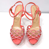 Sergio Rossi セルジオロッシ ピンヒール 37 23.5cm マーメイド ラインストーン ピンク レディース 箱袋有 H8339