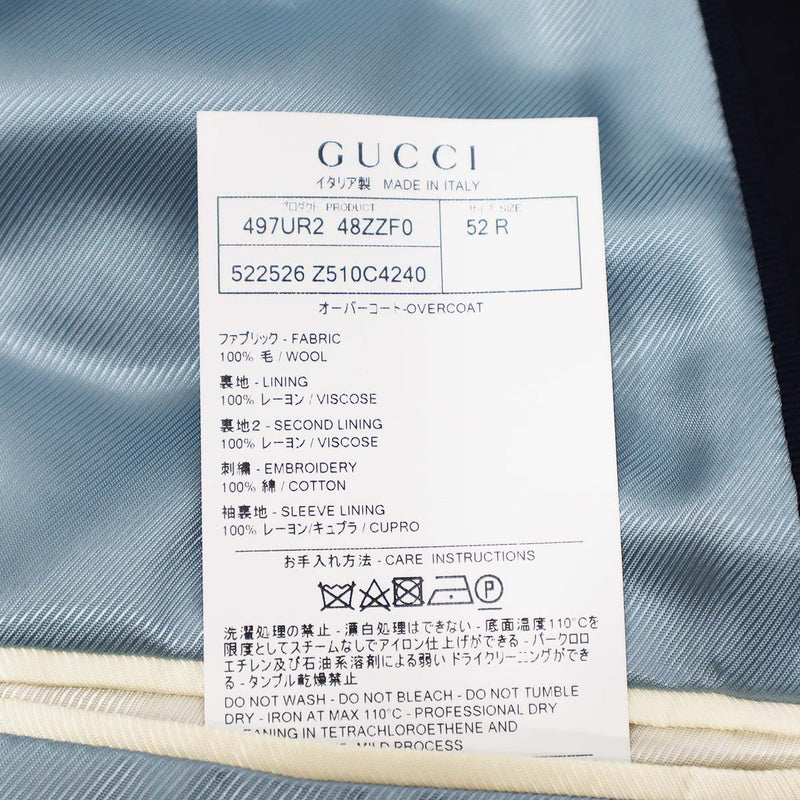 GUCCI グッチ チェスターコート BEE 蜂 サイズ52R アウター オーバーコート ネイビー色 メンズ 24s1033-12