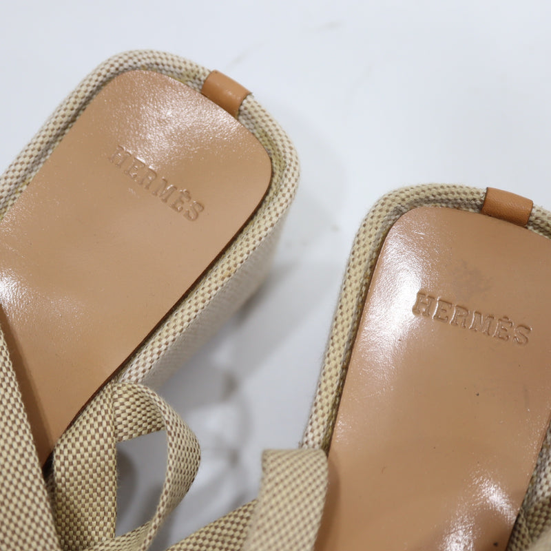 HERMES エルメス クロスストラップサンダル 靴 サイズ34 ベージュ レディース 箱・保管袋有 25k627-18