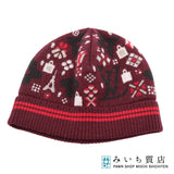 LOUIS VUITTON ルイヴィトン LV ボネ・グランフロア ニット帽 ウール91％ レーヨン9％ 帽子 ボルドー系 H.102