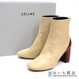 CELINE セリーヌ ショートブーツ ベージュ/マルーン レザー サイズ38 25cm 靴 レディース 箱 26k228-6